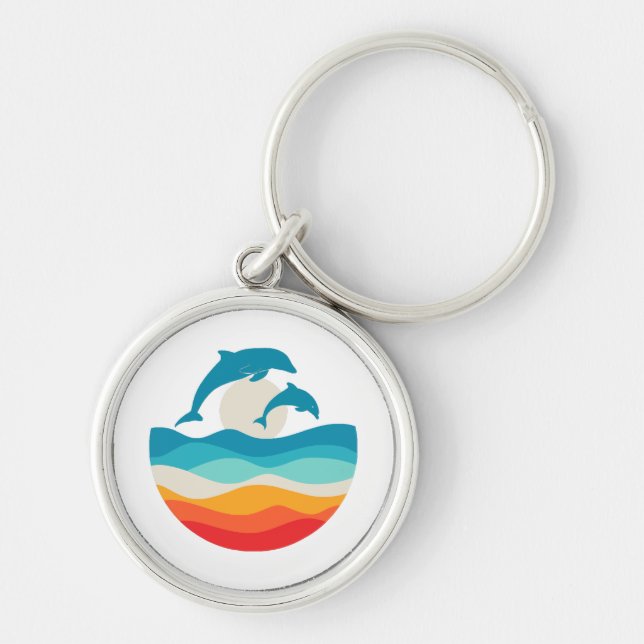 Llavero Vintage Retro Summer Time Beach Dolphin (Frente)