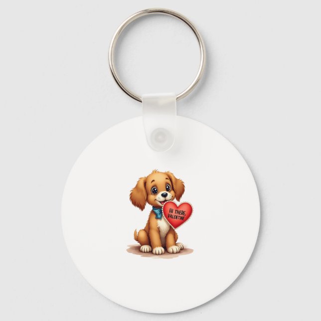 Llavero Vintage Retro Valentine's Day Puppy Dog Valentine  (Anverso)