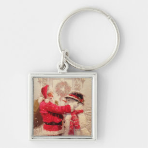 Llavero Vintage Santa Claus Snowman Navidades de invierno