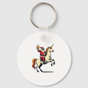 Llavero Vintage Santa montando un Unicornio Cerveza Navida