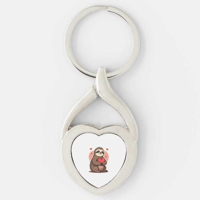 Llavero Vintage Sloth Valentine Cute Retro Love Design 2 (Anverso)