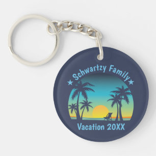 Llavero Vintage Tropical Beach Summer Sunset Palm Tree