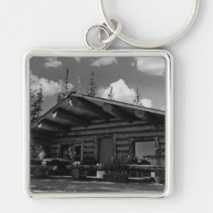 Llavero Vintage USA Alaska Modern alaskan cabaña de tronco