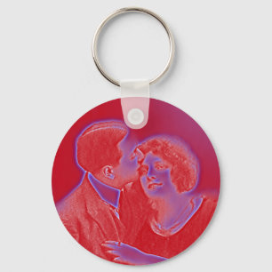 Llavero Vintage Valentine Couple en rojo