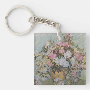 Llavero Vintage Van Gogh Vase con rosas rosas rosas rosas