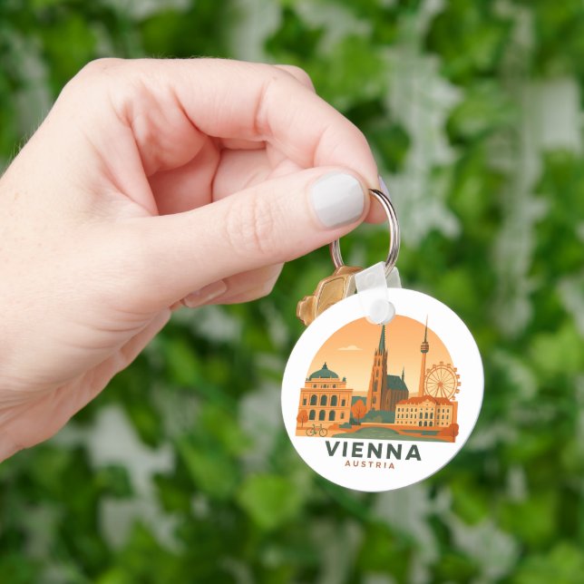 Llavero Vintage Vienna Austria Keychain – Retro Travel Art (Mano)