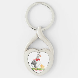 Llavero Vintage Watercolor Goose & Chick
