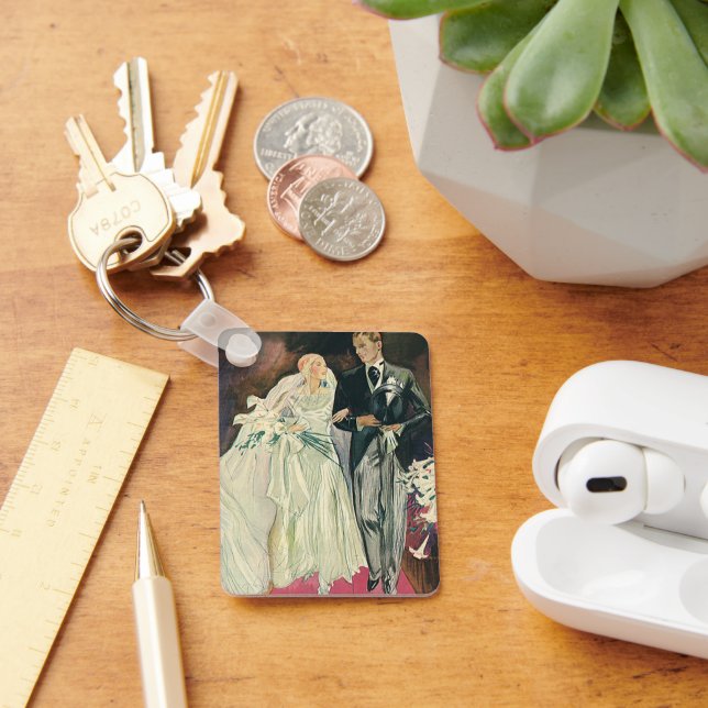 Llavero Vintage Wedding Newlyweds, Happy Bride and Goom (Escritorio )