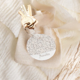 Llavero Vintage White Lace y Linen Custom Wedding