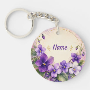 Llavero Violeta de febrero personalizada