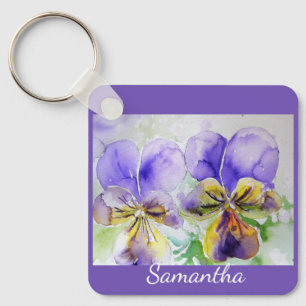 Llavero Violeta Viola Violetas Floral acuarela Flor