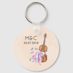 Llavero Violin, ballet Shoes and Butterflies Wedding