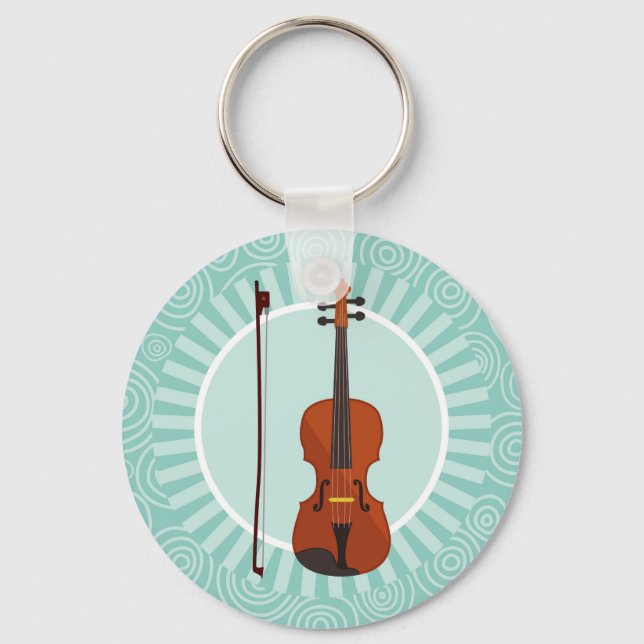 Llavero Violin Fun Turquoise Swirl Music (Anverso)