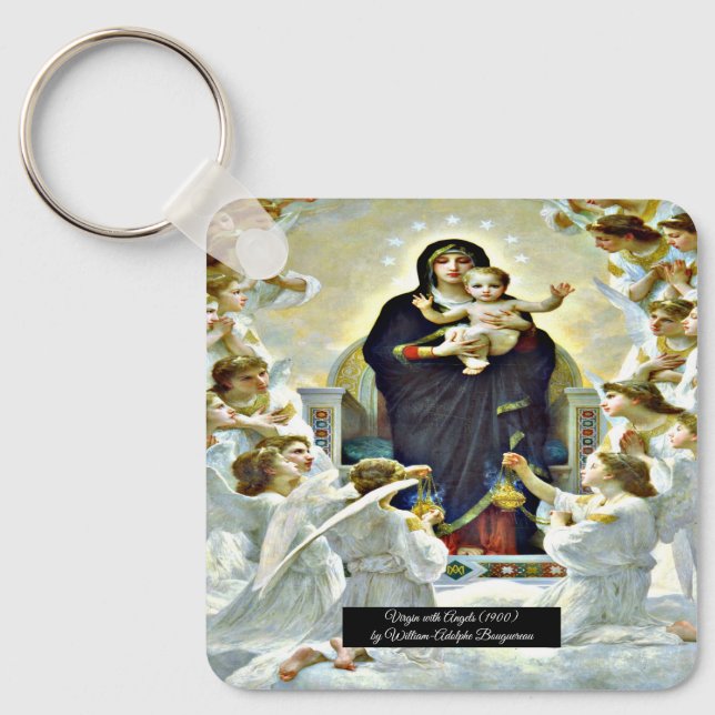 Llavero Virgen con ángeles Bouguereau (Anverso)