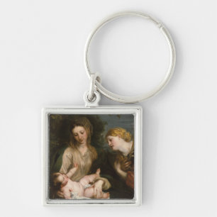 Llavero Virgen y niño con el santo Catherine de Alexandr
