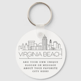 Llavero Virginia Beach Stylized Skyline | Custom Slogan