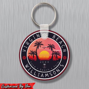 Llavero Virginia Beach USA Retro Sunset Souvenirs 80