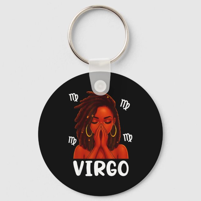 Llavero Virgo Loc'd Black Woman Pray Christian Zodiac Birt (Anverso)