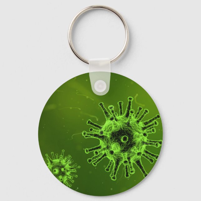 Llavero Virus de la ciencia bacterias microscopio verde (Anverso)