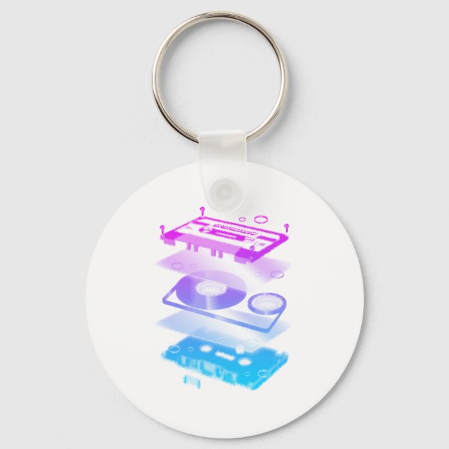 Llavero Vista de explosión de cassette - DJ retro de cinta (Anverso)