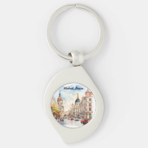 Llavero Vista de la ciudad de Madrid España Pintura en Acu