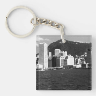 Llavero Vista de los rascacielos de la bahía de Hong Kong