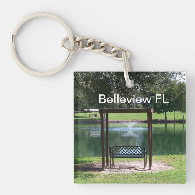 Llavero Vista de un pequeño lago de ciudad (Frente)