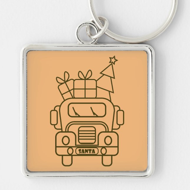 Llavero Vista frontal del camión de Navidades de esquema (Frente)
