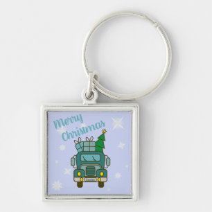 Llavero Vista frontal del camión Santa Feliz Navidad