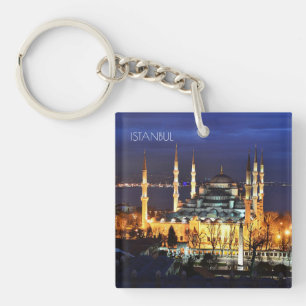 Llavero Vista nocturna de la Mezquita Azul de Estambul Tur