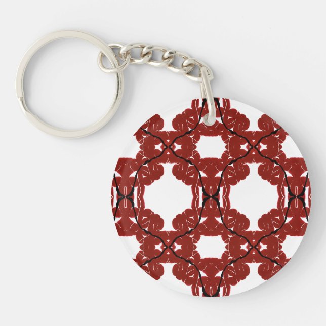 Llavero Vitae Abstract Red and Black on White Fluid Art (Frente)