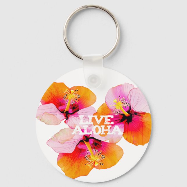 Llavero Viva Aloha Hibisco Flores Tropicales Hawái (Anverso)