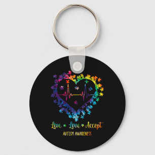 Llavero Vive Ama Acepta Conciencia del Autismo Tie Dye Aut