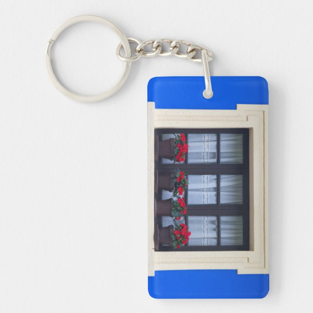 Llavero Viviendas residenciales con flores en ventanas (Frente)