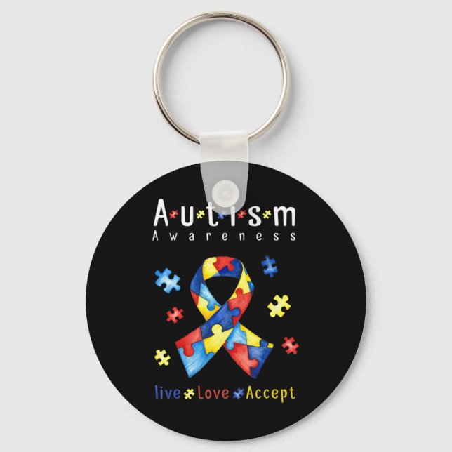 Llavero Vivir, amar, aceptar, tomar conciencia del autismo (Anverso)