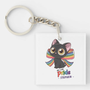Llavero Vivir con orgullo - Gato arcoiris Orgullo LGBTQ