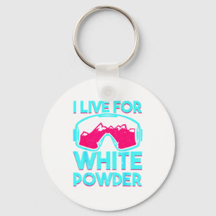 Llavero Vivir por el polvo blanco con snowboard vintage