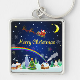 Llavero Volando Santa Claus con luna creciente