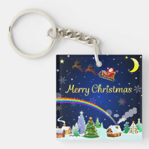 Llavero Volando Santa Claus con luna creciente
