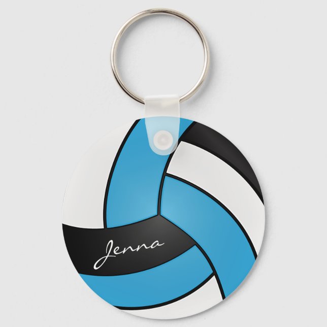 Llavero Voleibol azul, blanco y negro para bebés (Anverso)