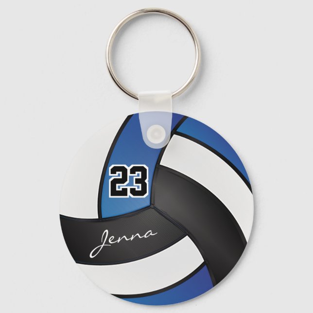Llavero Voleibol azul, blanco y negro - Personalizar (Anverso)