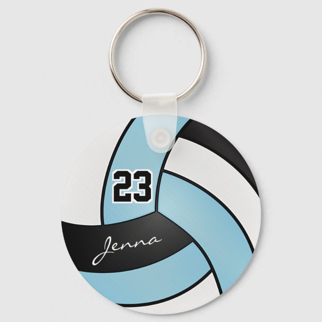 Llavero Voleibol azul cielo, blanco y negro - Personalizar (Anverso)
