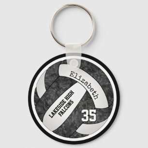 Llavero voleibol con colores de equipo blanco negro nombre