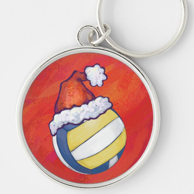 Llavero Voleibol con sombrero de Navidad (Frente)