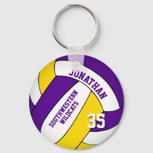 Llavero voleibol de niños con nombre de equipo amarillo mo