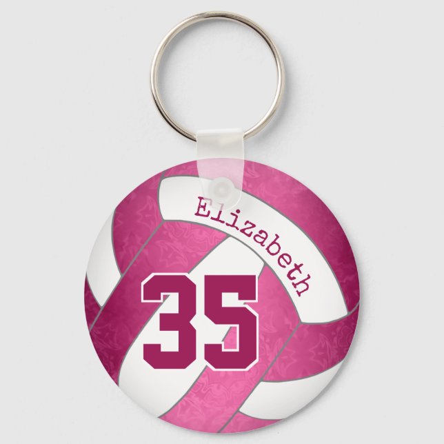 Llavero voleibol juvenil personalizado pink magenta (Anverso)