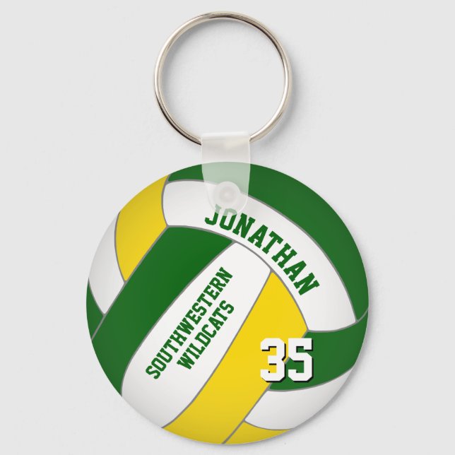 Llavero voleibol masculino personalizado de color amarillo (Anverso)