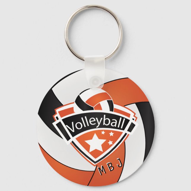 Llavero Voleibol - Monograma - Naranja, blanco y negro (Anverso)