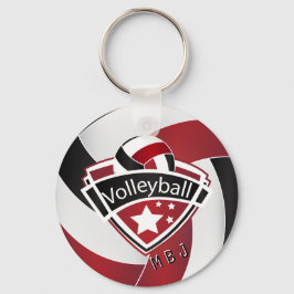 Llavero Voleibol - Monograma - Rojo oscuro, blanco y negro