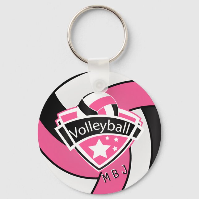 Llavero Voleibol - Monograma - Rosa, Blanco y Negro (Anverso)